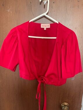 Lisa Says Gah Red Tie-Front Crop Top